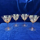 4 Tiffin Franciscan Pink Champagne Tall Sherbet Set Depression Optic Panel Glass