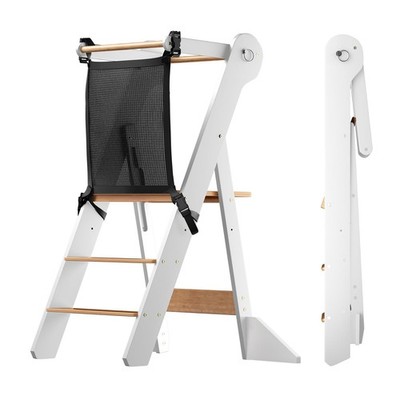 Foldable Toddler Standing Tower - Adjustable Height Folding Step Stool Kids T...