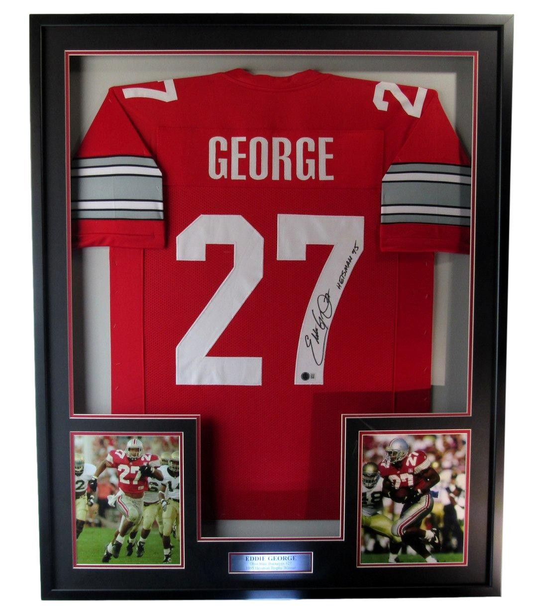 Eddie George Ohio State Autographed Signed/Inscribed Jersey Framed Beckett 205112 