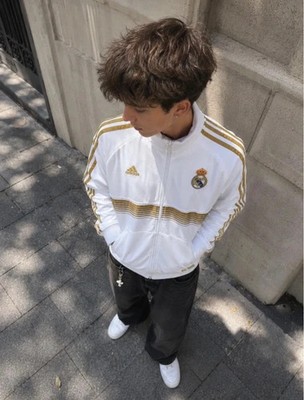 Adidas Real Madrid Track Jacket Weiß/Gold Vintage Y2K Zip Jacket
