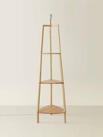 ValueLights Hiru Natural Wood Tripod Floor Lamp with 3 Shelves138cm Tall