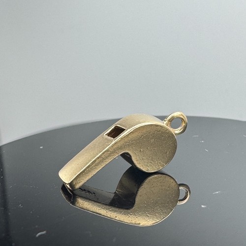Solid 14k Gold Whistle Pendant Charm / 1.45 Grams / 5.04 mm wide / It works
