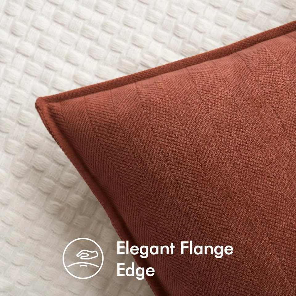 MIULEE Pack of 2 Rust Decorative Pillow Covers 18X18 Inch Fall Soft Chenille Lux - Image 4 of 4