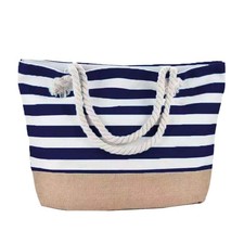 Large Size Waterproof Beach Bag Blue Stripe Pool Bag Women Tote Shoulder Bags