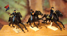 3 x Britains Deetail Plastic American Civil War Union Mounted Soldiers on Horses