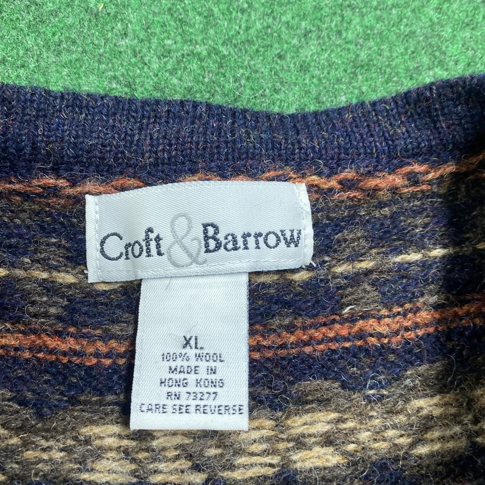 Suéter Tejido Lana Rayas De Colección Para Hombres XL Gris 90S Y2K Croft Barrow Sudadera Foto 4 de 4