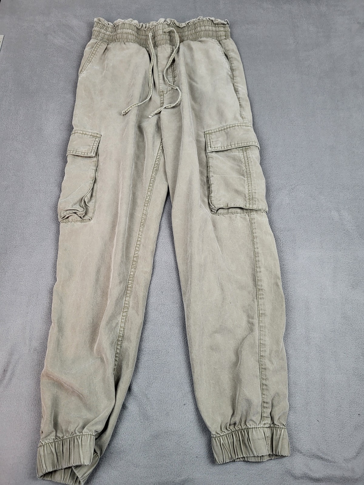 Abercrombie Fitch Cargo Pants Womens Small Brown Lightweight Drawstring Elastic
