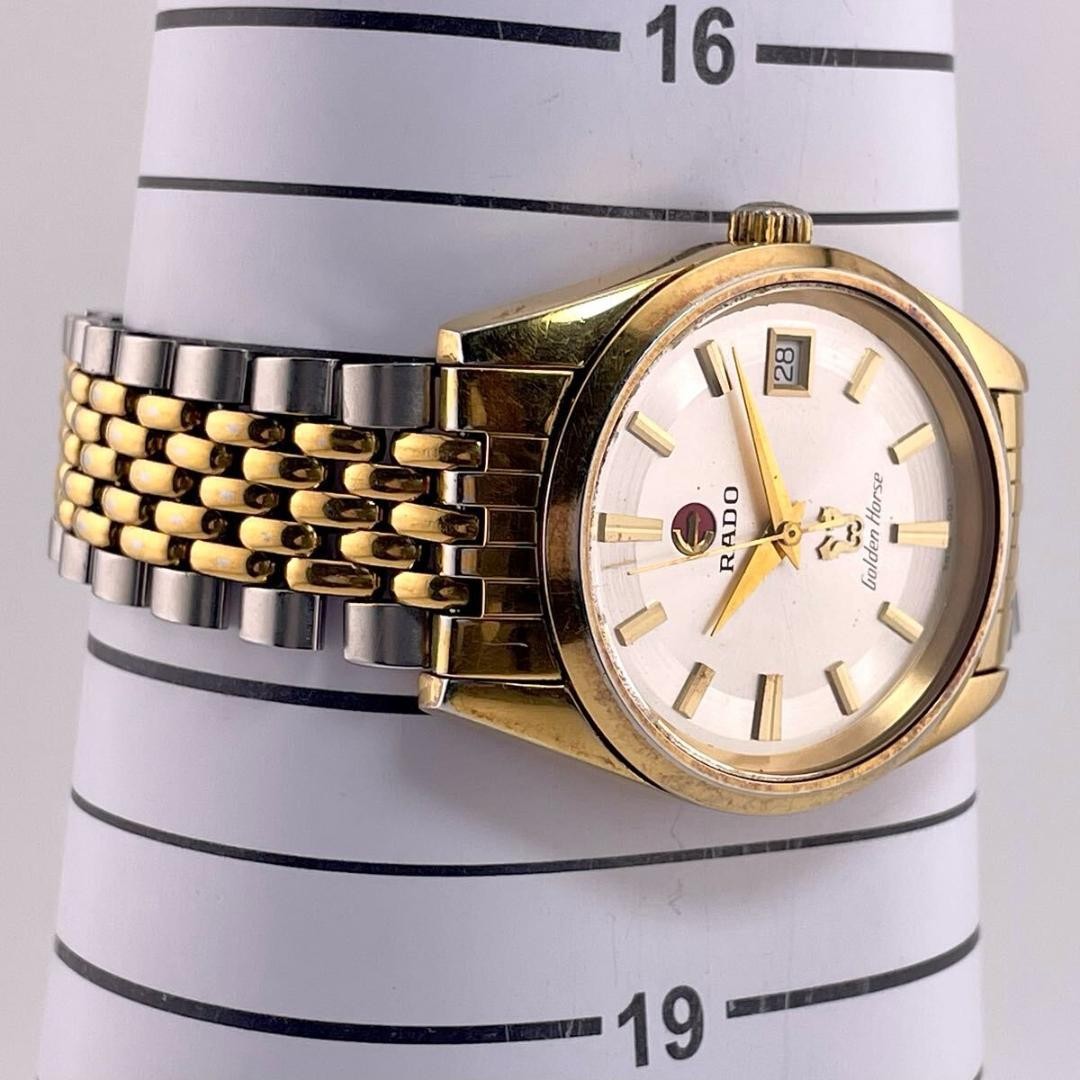 Rado Golden Horse Watch Men Automatic Gold Round Date Swiss