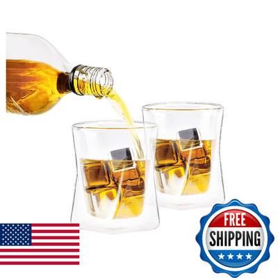 Ozeri Moderna Artisan Series 10 oz Double Wall Whiskey Glasses   Set of 2