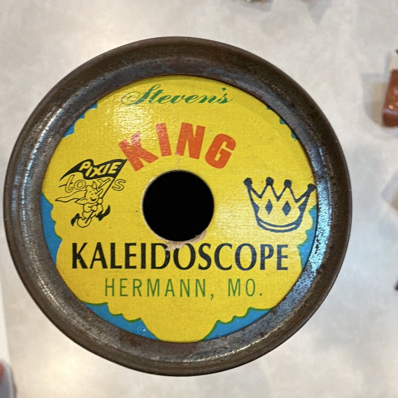 Vintage Stevens King Kaleidoscope Tin Toy - Hermann, MO Pixie Towns Kaleidoscope
