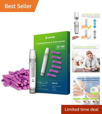 Automated Lancing Pen with 100 30 Gauge Lancets for Effortless Blood Sampling