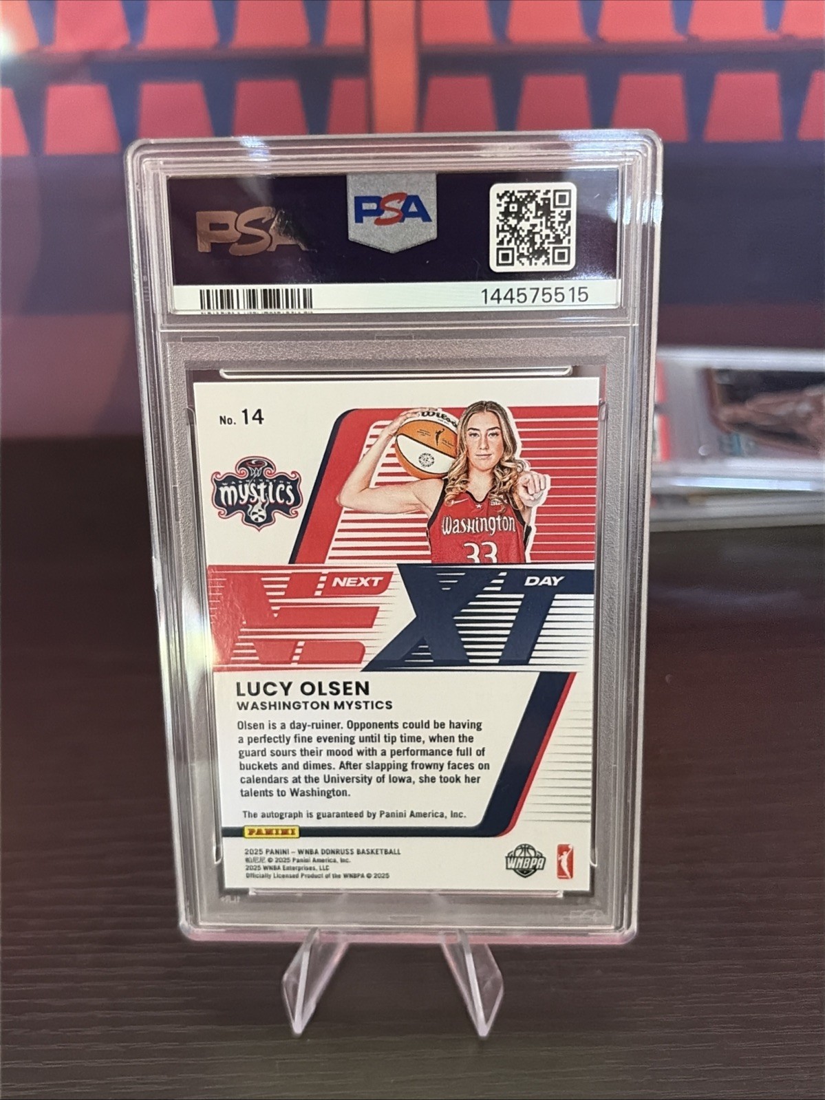 2025 WNBA LUCY OLSEN ON CARD AUTO Next Day PSA 10 view 6