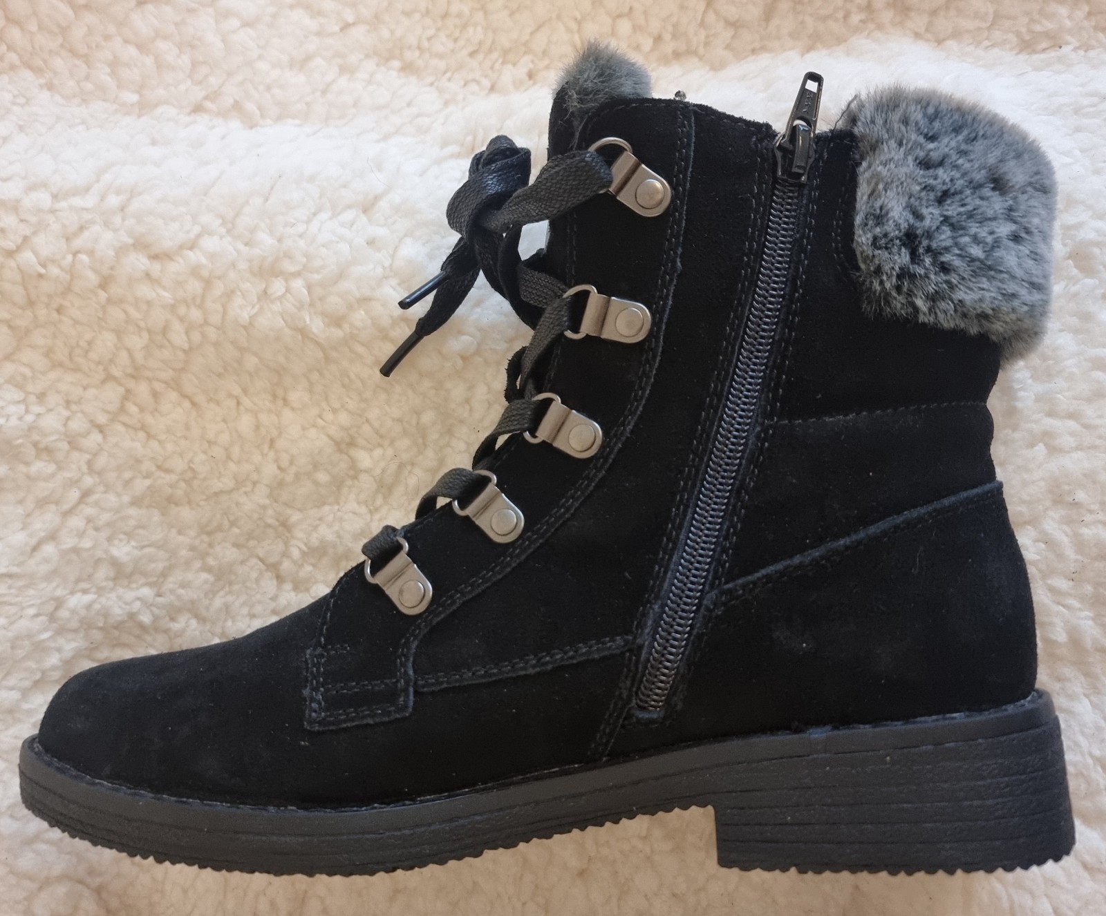 Hush Puppies Women's Suede Lace Up Ankle Boots, Black Size uk 6 rrp£100 image 5