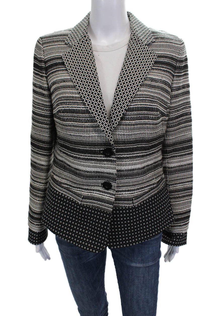Worth New York Women Blazer Black Striped Button Acrylic Long Sleeve Size 8Free Shipping in US $100+ Orders | $6.95 Orders Below
