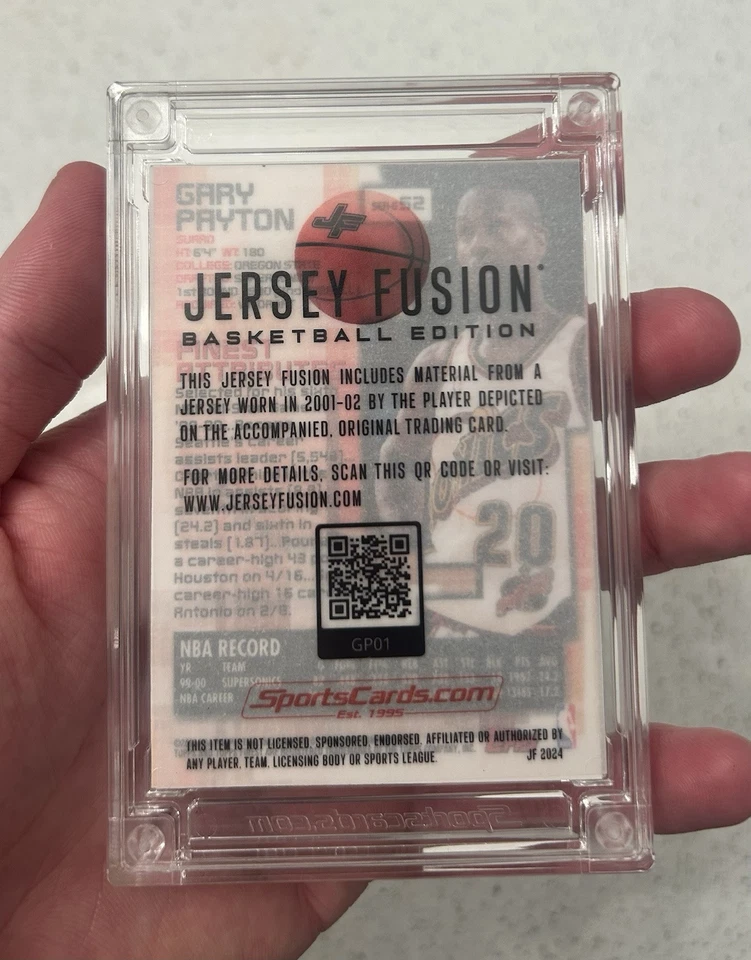 Topps Finest GARY PAYTON Game Used Jersey Patch - Image 2 of 2