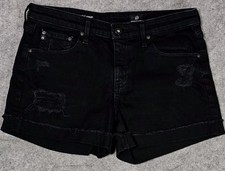 AG ADRIANO GOLDSCHMIED Black The Hailey Ex Boyfriend Roll Up Shorts 27 30x3.5 