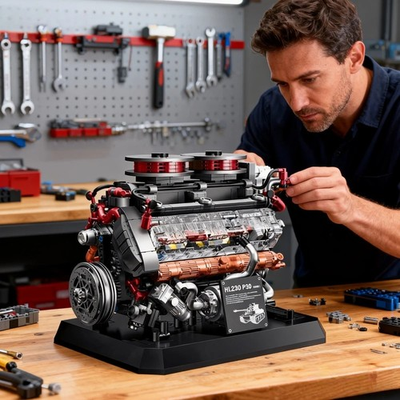 #ad #ad 1236 PCS Building Block Set Car Tank Engine Model High Difficulty Mechanical A $81.99