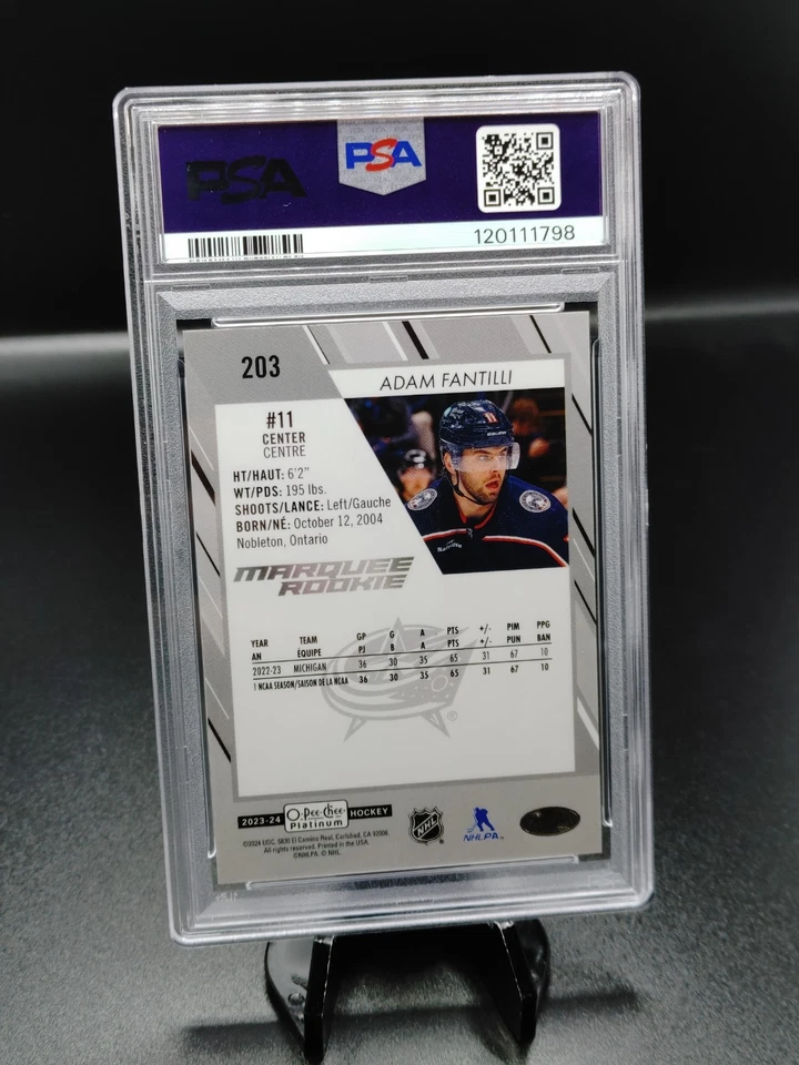 2023-24 OPCP SP Shield Rookie PSA 10 Adam Fantilli - Columbus Blue Jackets - Image 2 of 2