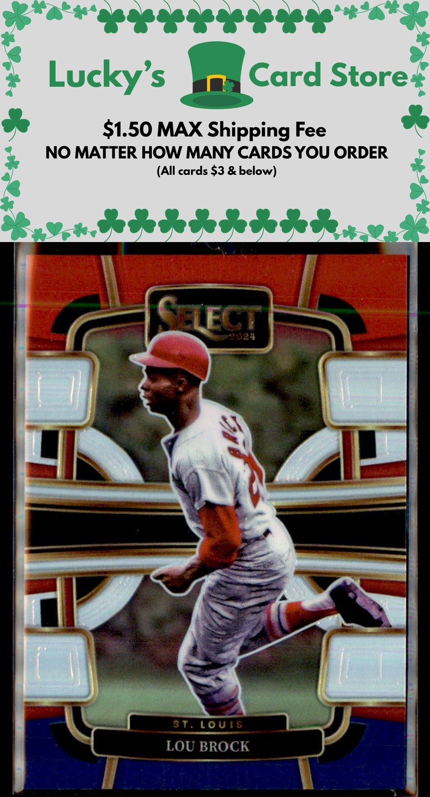 2024 Panini Select #85 Lou Brock Red and Blue Prizms
