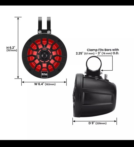 BOSS Audio Systems MPWT50RGB Speaker/ATV UTV Marine 5.25 In Wake Tower Set Of 2 - Picture 6 of 12