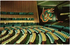 View of the General Assembly Hall United Nations Postcard Unposted