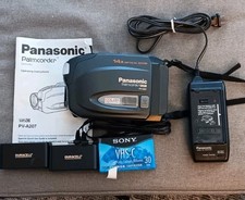 Panasonic PV-A207 VHS-C Camcorder 14x Zoom Palmcorder w/ Bag Bundle 3 Batteries
