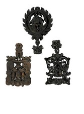 Antique Vintage Ornate Cast Iron Footed Trivets - Lot of 3