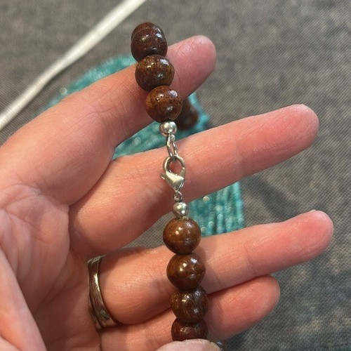 Turquoise multi-strand Seedbead and wooden bead necklace - Picture 4 of 4
