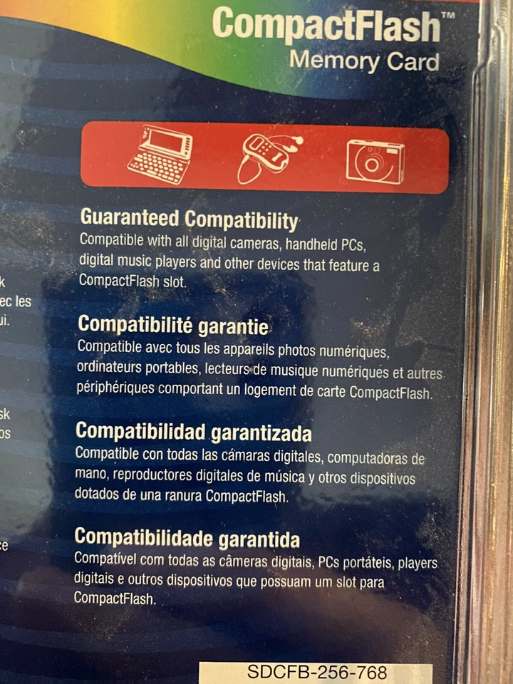 NEW 256mb Sandisk Compactflash SDCFB-256-768 Memory Card Compatible Any CF Slot - Image 3 of 3