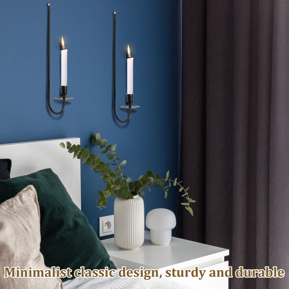 2 Pcs Candle Sconce Holder Mental Iron Wall Candle Sconce Hanging Wall