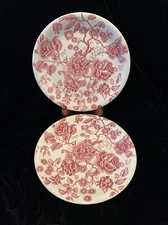 Johnson Brothers ~ English Chippendale ~ Red Pink 10” Snack Plates ~ Set 2 ~