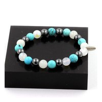 Steine Und Mineralien. Armband Perlen HäMatit + TüRkis + Mondstein 8 Mm