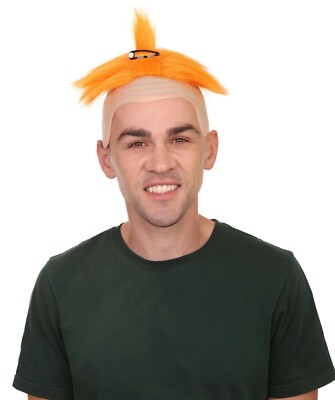 Fanny Clown Orange Bald Wig Halloween Cosplay Party Costume Fancy