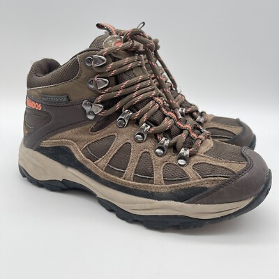 Nevados Hiking Work Boots Brown with Orange Trim Size 6 Womens