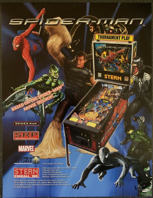 SPIDER-MAN Pinball - Original Stern Pinball Flyer 2007 -  Box Shipped