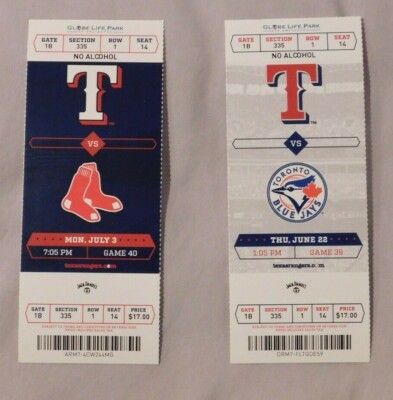 2017 Texas Rangers Ticket Stub Pick One - unused Season Ticket | eBay
