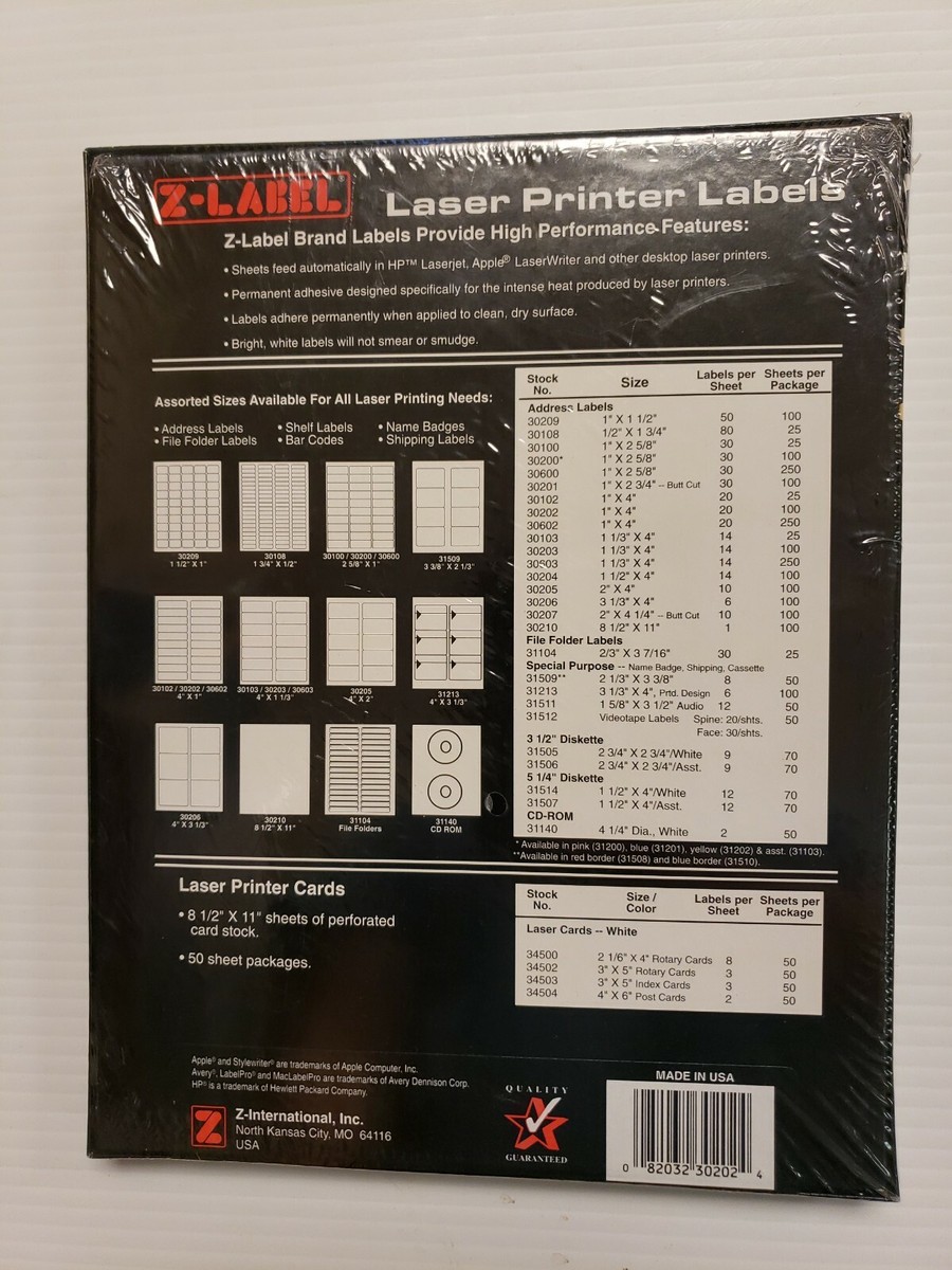 LABELS AND TAGS （ラベルアンドタグズ） Z- Label Laser Printer Labels 4