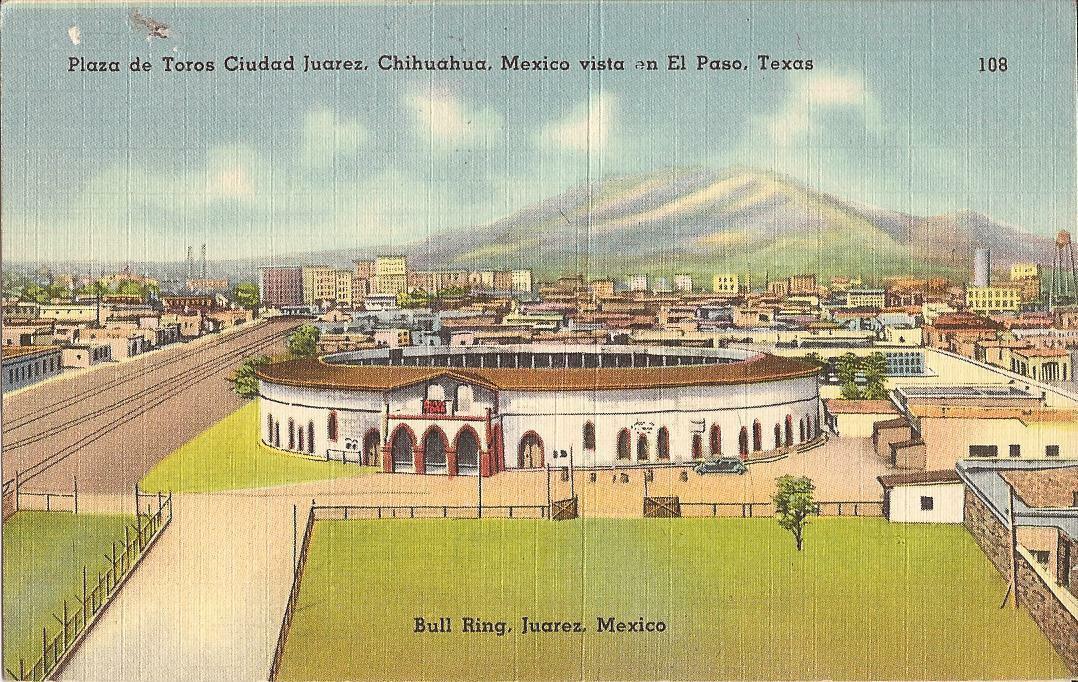 Juarez, Mexico to El Paso, TEXAS View Plaza de Toros US Mexican BORDER