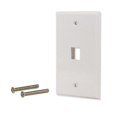 10 Pack Lot 1 port Hole Keystone Jack Wall Plate Smooth Surface White
