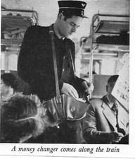 RAILWAY TRAIN CARRIAGE TICKET MAN MONEY C 1965 PHOTO ILLUSTRATION CLIP CLIPPING