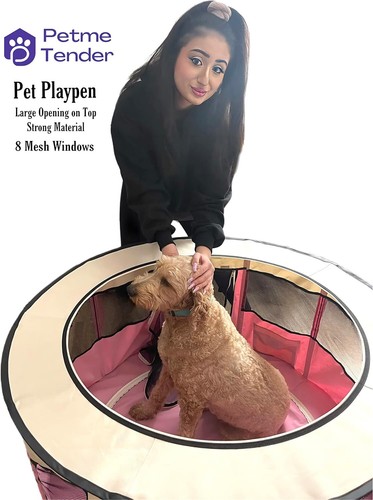 Parque Infantil Plegable para Perros Rosa con Bolsa de Transporte Fácil de Plegar para Interior y Exterior con W - Imagen 2 de 8