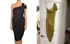 Halston Heritage Ruched One Shoulder Dress STRAW Chartreuse Green Pistachio NEW