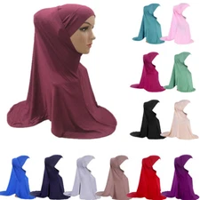 Women 2pcs Hijab Inner Caps Amira Instant Wrap Shawl Scarf Muslim Pull On Cover