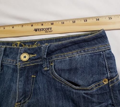 Dereon Jeans Damen 5/6 blau Denim verziert Logo bestickt Taschen #A291 - Bild 7 von 11