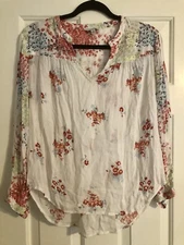 Lucky Brand Floral Boho Flowy Top Blouse Size M