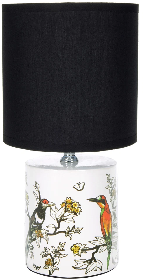2er Set Tischlampen Vogelmotiv Keramik 30 cm Chinoiserie Stil Schwarz Weiß - Bild 2 von 4