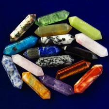 50Pcs 30x7mm Faceted Mixed Stone Hexagonal Pendulum