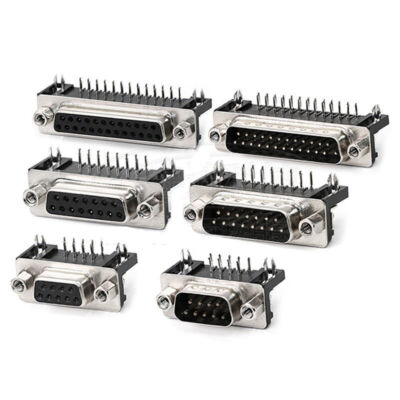 PBC D-Sub Solderless Connector Right Angle Plug DB DE DR 9/15/25 Pin Bent Foot