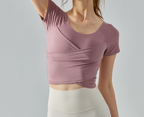 Atmungsaktives Activewear Yoga Oberteil für Damen mit Brustpolster und kurzen Ärmeln - Bild 5 von 21
