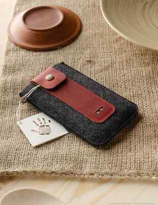 Samsung Galaxy S10 Plus Sleeve Case 100% Wool Felt Genuine Italian Red Leather